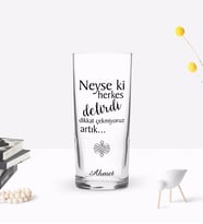 BK Gift Kişiye Özel Renkli Baskılı Herkes Delirdi Tasarımlı Rakı Bardağı-1 (Beyaz)