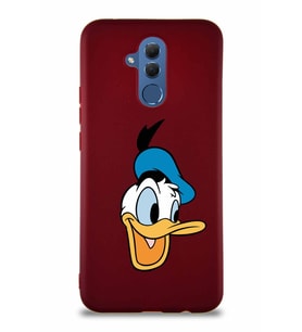 Huawei Mate 20 Lite Soft Premier Kapak Donald Duck-A Tasarımlı Silikon Kılıf - Mürdüm (Şeffaf)