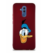 Huawei Mate 20 Lite Soft Premier Kapak Donald Duck-A Tasarımlı Silikon Kılıf - Mürdüm (Şeffaf)