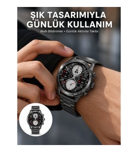Mey İthalat® Akıllı Saat Çelik Kordon Çağrı Cevaplama Amoled Ekran Titreşimli Uyku ve Sağlık Takibi