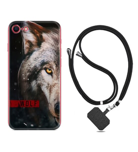 Apple iPhone 5 6 7 8 Plus Se XR Kılıf Boyun Askılı Silikon Wolf Eyes 1758