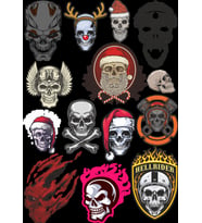 İskelet Kuru Kafa Sticker Set-3 12 Parça Telefon, Tablet, Defter, Laptop Sticker