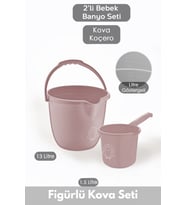 Çocuklar için 2'li Banyo Seti- Kulplu Kova & Oluklu Maşrapa