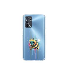 Oppo A16 ile uyumlu Splash arı tasarımlı şeffaf silikon kılıf