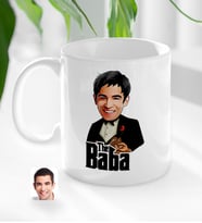 BK Gift Kişiye Özel Babalar Günü Hediyesi Godfather Baba Karikatürlü Kupa Bardak-4 (Beyaz)