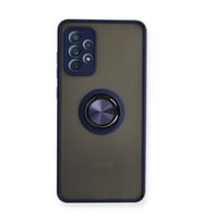 Samsung Galaxy A72 Kılıf Montreal Yüzüklü Silikon Kapak - Lacivert