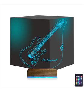 Luvivia Elektro Gitar Müzik Kişiye Özel 3D Lamba - Masa Gece Lambası