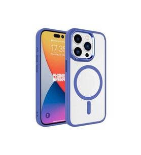 Apple iPhone 15 Pro Uyumlu Kılıf Wireless Şarj Özellikli Zore Krom M-safe Silikon Kapak (Mavi)