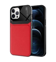 iPhone 12 Pro Max Kılıf ​Deri Görünümlü Emiks Kapak (Kırmızı)