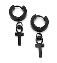 Ankh Yaşam Sembolü Antik Mısır Siyah Paslanmaz Çelik Unisex Halka Küpe ER207