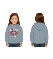 Unisex Baskılı Çocuk Swaetshirt Labubu Baskılı Kapüşonlu 3 İplik Şardonlu (Mavi)