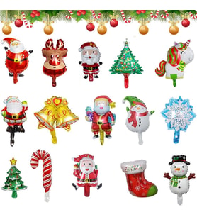 VIP 25 ADET YILBAŞI MİNİ FOLYO BALON SETİ NOEL BABA ÇAM AĞACI KARDAN ADAM BASTON 15 FARKLI MODEL VAR