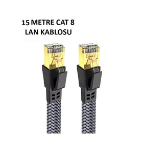 Cat 8 LAN Kablosu –Ethernet Kablosu Örgü Kaplama, Yüksek Hızlı (15 METRE)