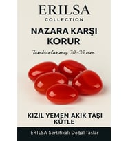 Sertifikalı Doğal Kızıl Yemen Akik Taşı Kütle – Tamburlanmış 30-35 mm Nazar ve Enerji Taşı (Çok Renkli)