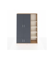 Arges Dolap 6 Raflı 4 Kapaklı Tek Askılı 132x30x195 Çam-Antrasit/Aytaşı