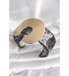 Siyah Mermer Desen Akrilik Plastik Gold Nal Model Plaka Vintage Kadın Bilezik TJ-BB6677