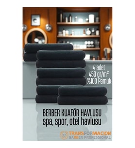 Turk Kuaför Berber Havlusu 10 ADET Pamuk Berber Havlusu 50x90 Siyah