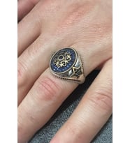 Mikro Safir Taşlı 925 Ayar Gümüş Erkek Yüzük