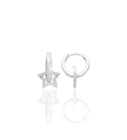 Gümüş rodyumlu zirkon taşlı yıldız halka küpe SGTL12705RODAJ