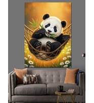 Hamakta Dinlenen Tatlı Yavru Panda Dekoratif Kanvas - Mdf Ahşap Tablo