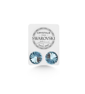 Union Swarovski Crystal Kadın Aquamarine Taşlı 12mm Çivili Gümüş Küpe