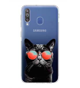 PrintiFy Galaxy M30 ile Uyumlu Kedi 3 Kamera Korumalı Şeffaf Kılıf