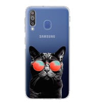 PrintiFy Galaxy M30 ile Uyumlu Kedi 3 Kamera Korumalı Şeffaf Kılıf