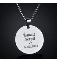Kişiye Özel İsimli Kararmaz Çelik Kolye Yuvarlak Daire Kolye (Gümüş)