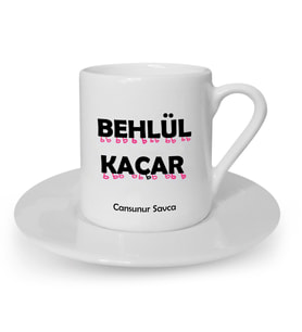 İsme Özel Türk Kahvesi Fincanı Seti - Behlül Kaçar (Beyaz)