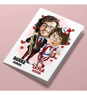 Kişiye Özel Festivaldeki Çiftler Karikatürlü Tebrik Kartı