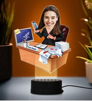 Doğum Günü Hediyesi,Sevgiliye Hediye, Kişiye Özel Fotoğraflı Sekreter Karikatür 3D Led Lamba (Beyaz)