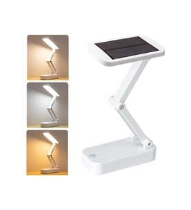 Güneş Enerjili 3 Modlu Taşınabilir Masa Lambası, USB Şarjlı, Işık Ayarlı (Krem)