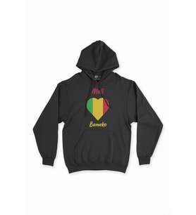 Bamako Bali Bayraklı Kalpli Siyah Sweatshirt Hoodie