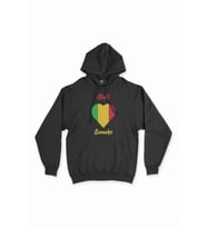 Bamako Bali Bayraklı Kalpli Siyah Sweatshirt Hoodie