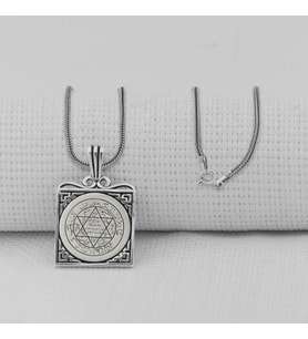 Hz Süleyman Mührü Kare Model 925 Ayar Gümüş Erkek Kolye