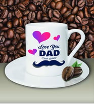 Kişiye Özel Love You Dad Tasarımlı Beyaz Kahve Fincanı