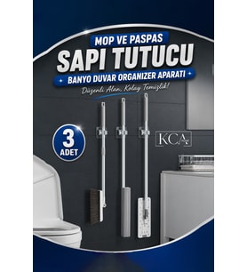 Yapışkanlı Paspas ve Mop Askısı, Banyo Duvar Organizer Aparatı