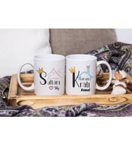 Evin Sultanı & Evin Kralı Tasarımlı İkili Kupa Seti Kişiye Özel