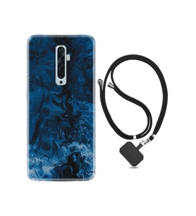 Oppo Reno 2z Kılıf Silikon Ipli Boyun Askılı Desenli Blue Zigzag 1687