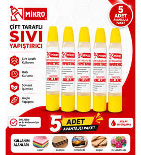 Mikro Çift Taraflı Sıvı Yapıştırıcı 5 Adet Güçlü Yapışma Hızlı Kuruyan Kağıt Karton Ahşap Tutkalı