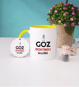 Göz Doktoru Kupa Bardak Sarı ve Anahtarlık