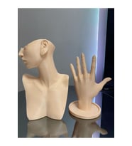 21 cm Ten Rengi 2'li Dekoratif Takı Organizer Mankeni Standı Set Şık Makyaj Mücevher Kolye Sergi
