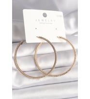 Pirinç Gold Renk Zirkon Taşlı Halka Model Kadın Küpe 5886 - HPSBYI3365-5004