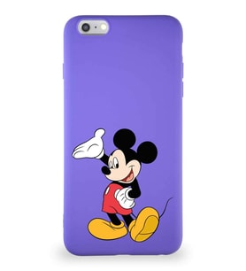 Apple iPhone 6 Plus Soft Premier Kapak Mickey Mouse-C Tasarımlı Silikon Kılıf - Mor (Şeffaf)