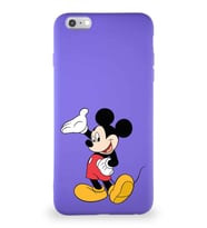 Apple iPhone 6 Plus Soft Premier Kapak Mickey Mouse-C Tasarımlı Silikon Kılıf - Mor (Şeffaf)