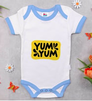 BK Kids Yum Yum Tasarımlı Mavi Bebek Body Zıbın-1