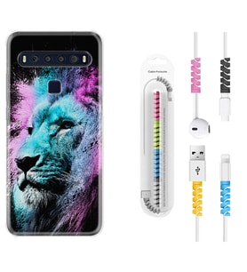 TCL 10L 10 Plus 10SE 20E 20SE 30SE L7 Kılıf Kablo Koruma Spiral Silikon Pink Blue Leon 1603