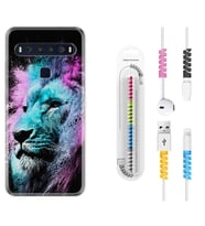 TCL 10L 10 Plus 10SE 20E 20SE 30SE L7 Kılıf Kablo Koruma Spiral Silikon Pink Blue Leon 1603