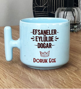 Kişiye Özel Efsaneler Eylülde Doğar Hediye Pastel T Kupa Doğum Günü Hediyesi (Mavi)