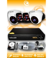 ELITCAM 4 Kameralı Panda 2 İç Kamera Set 320 GB HDD Full HD Gece Görüşlü Güvenlik Kamerası Sistemi